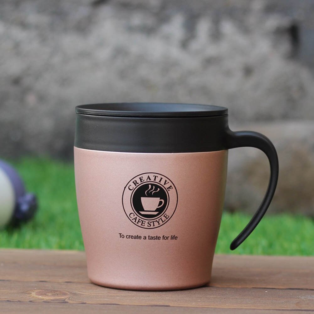 Premium rejse kaffekrus termokande kopper rustfrit stål tumbler kopper vakuum kolbe termo vandflaske til bryllup fødselsdag: 330ml- lyserøde