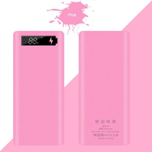 Handige Draagbare Micro Usb Type-C 18650 Batterij Behuizing Lcd Diy Mobiele Power Bank Case: Pink