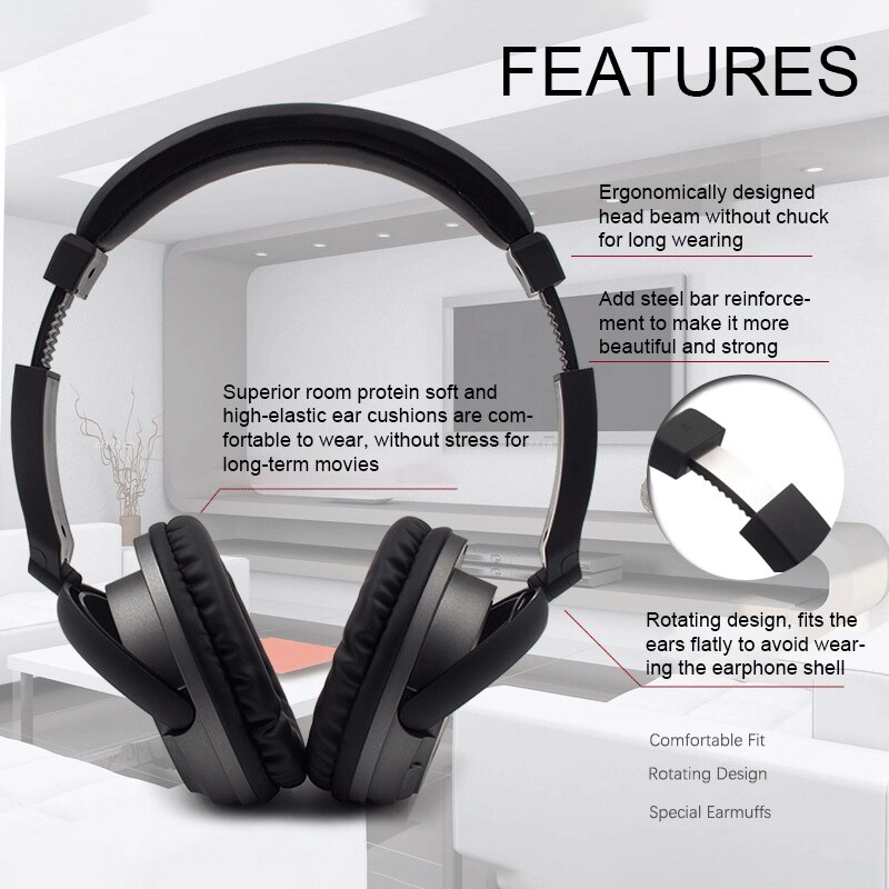 Tv genopladeligt multifunktions 2.4g trådløse headset tv hovedtelefoner med mikrofon til tv pc ipad telefoner  mp3