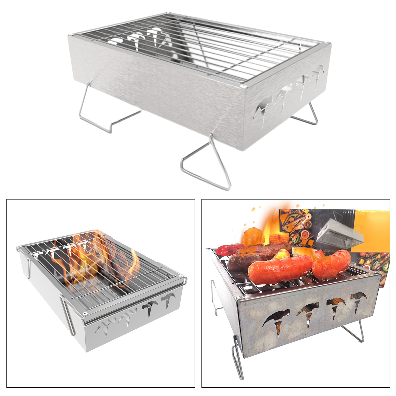 Draagbare Mini Bbq Houtskool Grill Vouwen Rvs Grill Voor Camping Outdoor Barbecue Roker Grill Outdoor Houtskool Grill