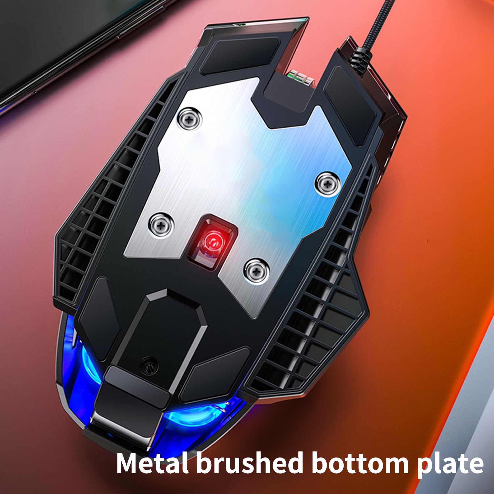 E-Sports Mouse 7200 DPI Wired Gaming Mouse For PC Laptop Laptop Home Office Gaming Mouse With Brushed Metal Bottom Plate