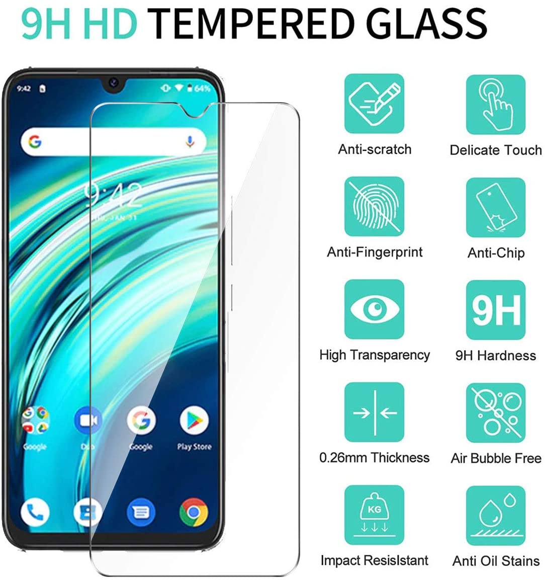 2 Stuks Beschermende Glas Voor Umidigi A7 Pro Bison A9 A7S A9pro Screen Protector Voor Umi Bison Een 9 7 pro Gehard Glas Cover Film