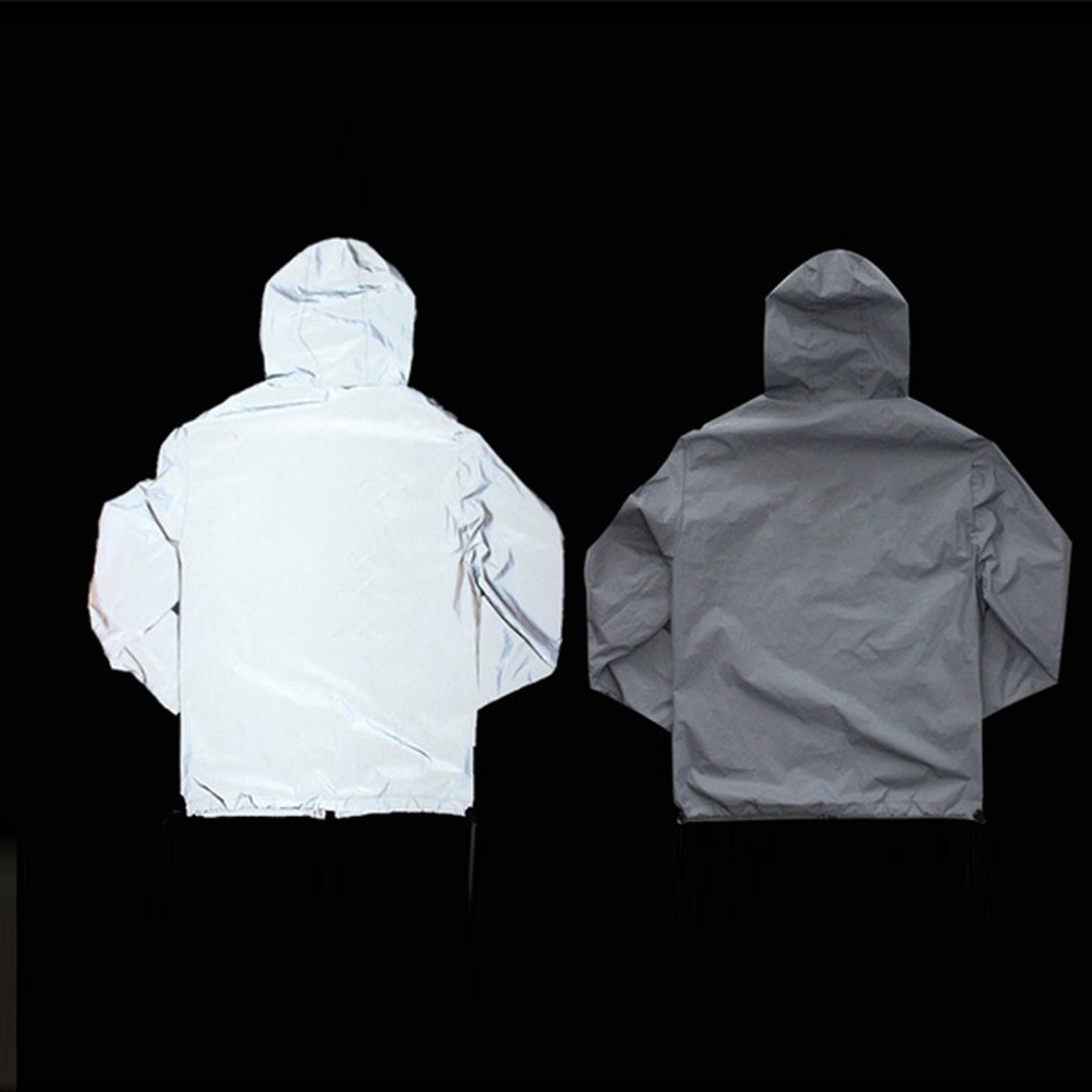 Unisex Couple Reflective Jacket Harajuku Windbreaker Jackets Men's Hooded Zipper Jacket Coat Female Streetwear Plus Size z0723