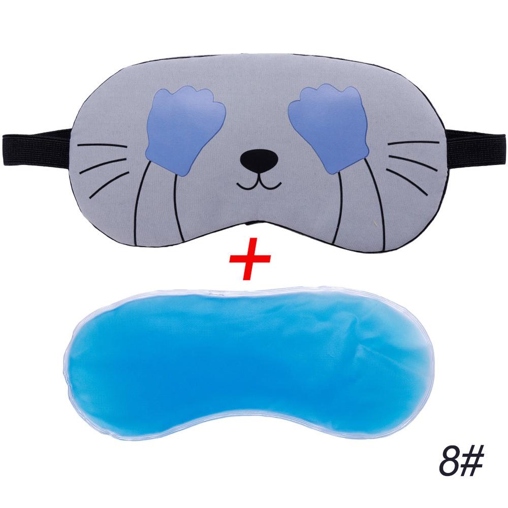 Schlaf Augen Maske Nette Katze Karikatur Hilfe Komfortable Eis Kompresse Gel Reise Schlaf-Rest-auge Schatten Abdeckung Augenbinde: 8 mit Eis Gel-B
