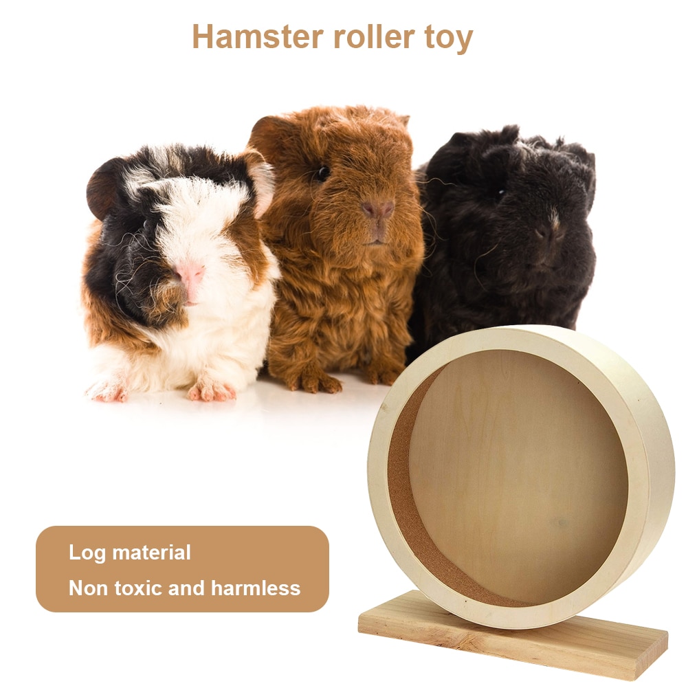 Wooden Silent Roller Hamster Running Exercise Wheel Mouse Hedgehog Sports Wheel Pet Toy Hamster Mice and African Hedgehog
