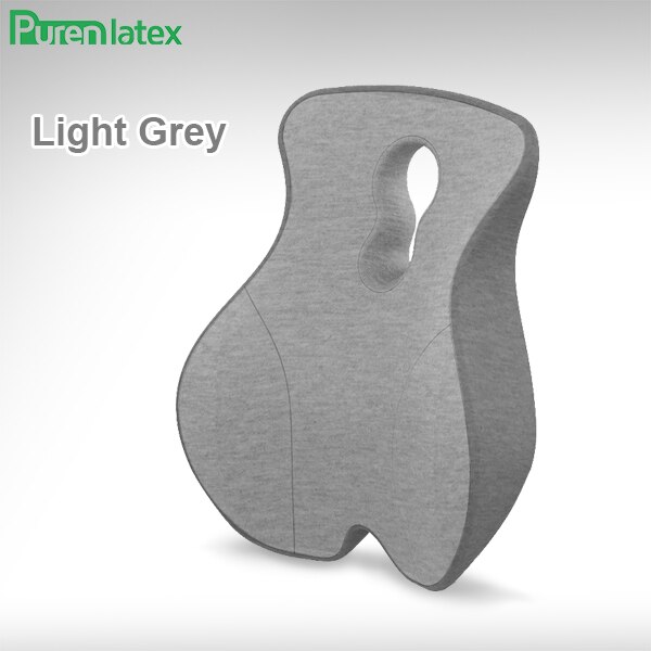 Purenlatex Chair Cushion Set Memory Foam Seat Cushion Lumbar Support Orthopedic Pillow Protect Coccyx Relieve Back Pain Car Seat: Light Grey Back Cu