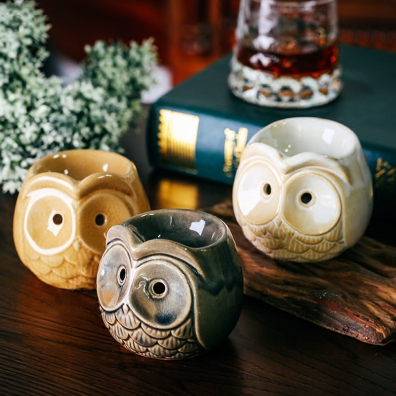 Ceramic Aromatherapy Censer Aroma Burner Owl Essential Oil Lamp Candle Holder Home Office Decoration Incense Burner Crafts