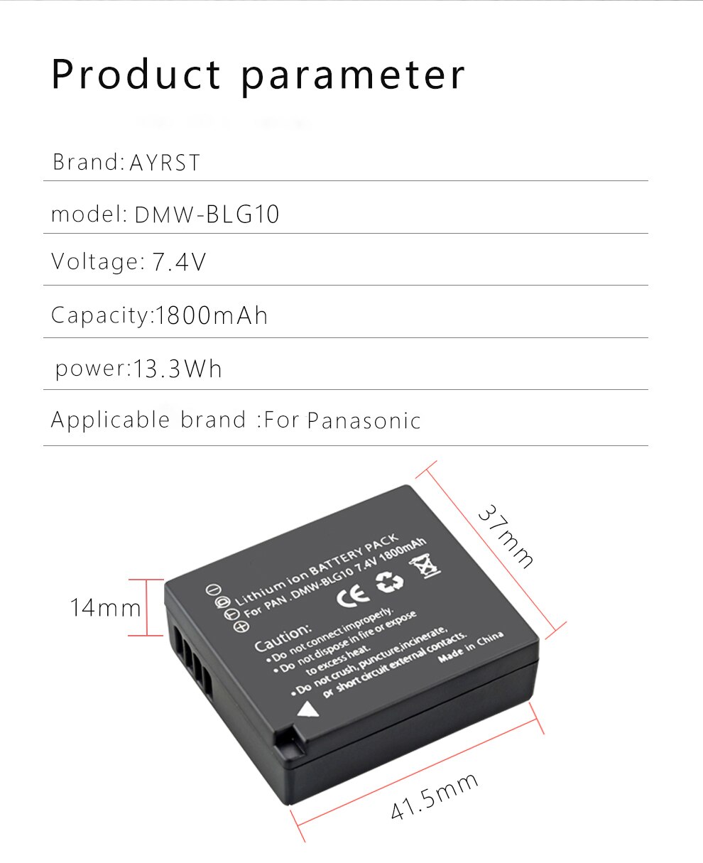 2 Pièces 1800mAh DMW-BLG10 DMW BLG10 BLG10e BLE9 Batterie + LED Chargeur Double USB pour Panasonic LUMIX GF5 GF6 GX7 LX100 GX80 GX85