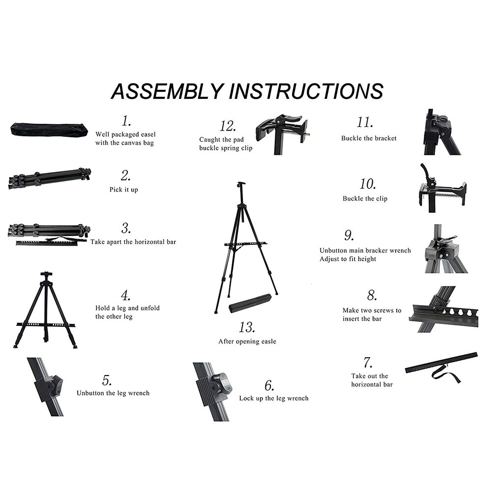 Craft Supplies Board Stand Telescopic Folding Students Art Display School Adjustable Height Portable Painting Easel Metal Tripod