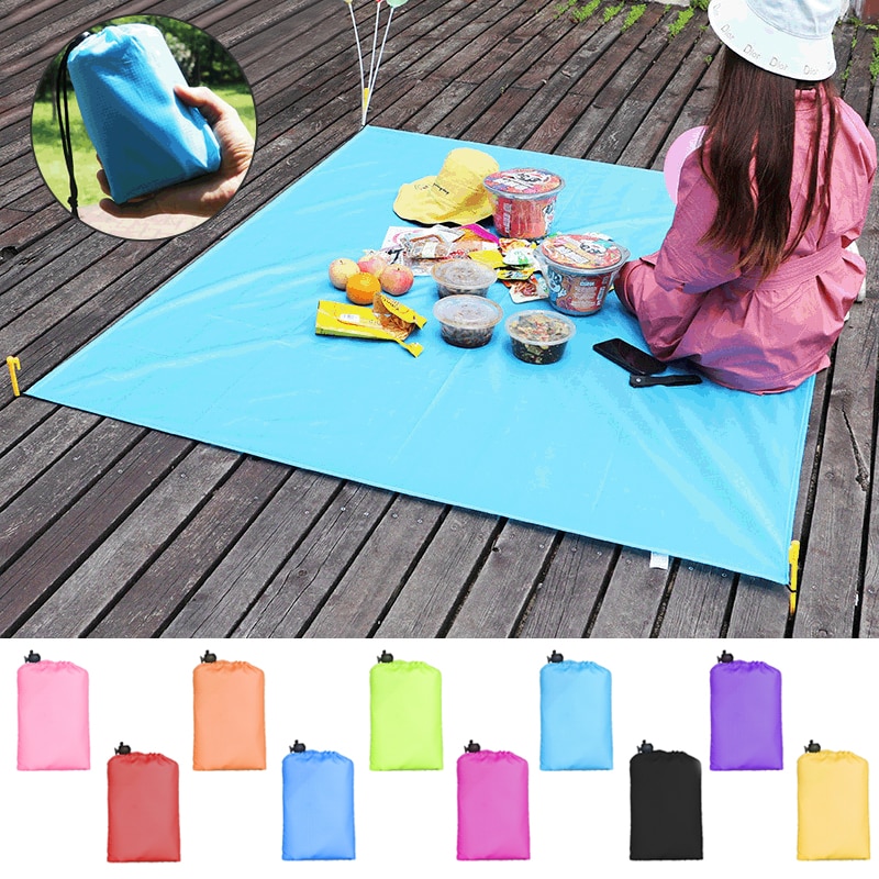 Lommepiknik vanntett bærbart picknicktelt utendørs camping piknikmatte strandmatte sandfritt teppe bakkemadrass 110 x 70cm