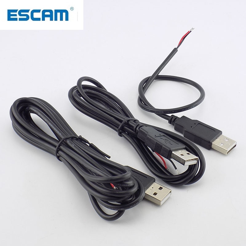 ESCAM USB 2.0 Type A Uros 2-nastainen Kaapeli Virtalähdeadapteri - 0.3m/1m/2m - DIY