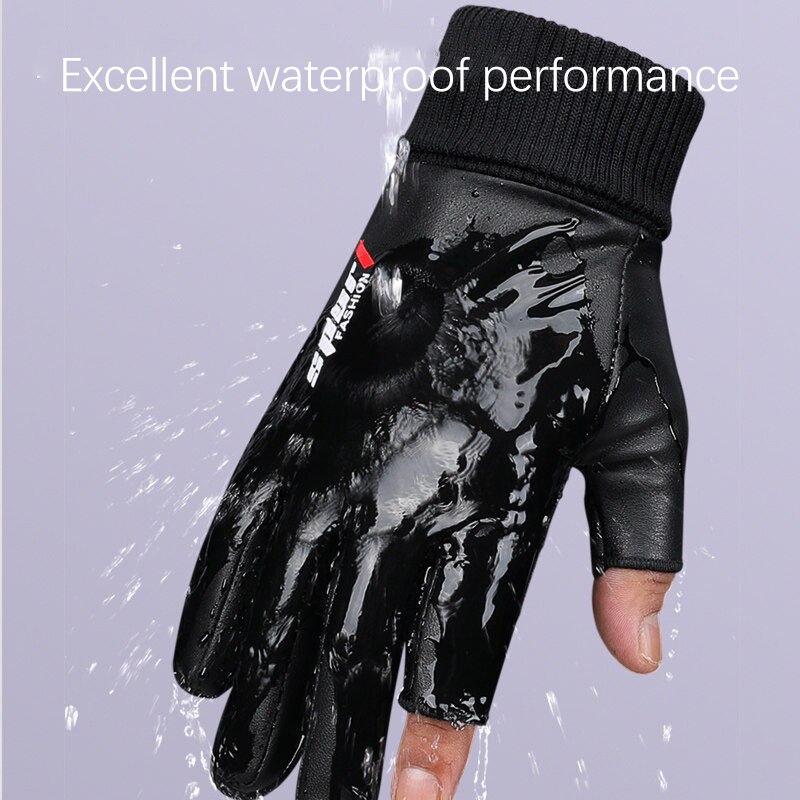 Men's Retro Brown Suede Gloves Winter Windproof Outdoor