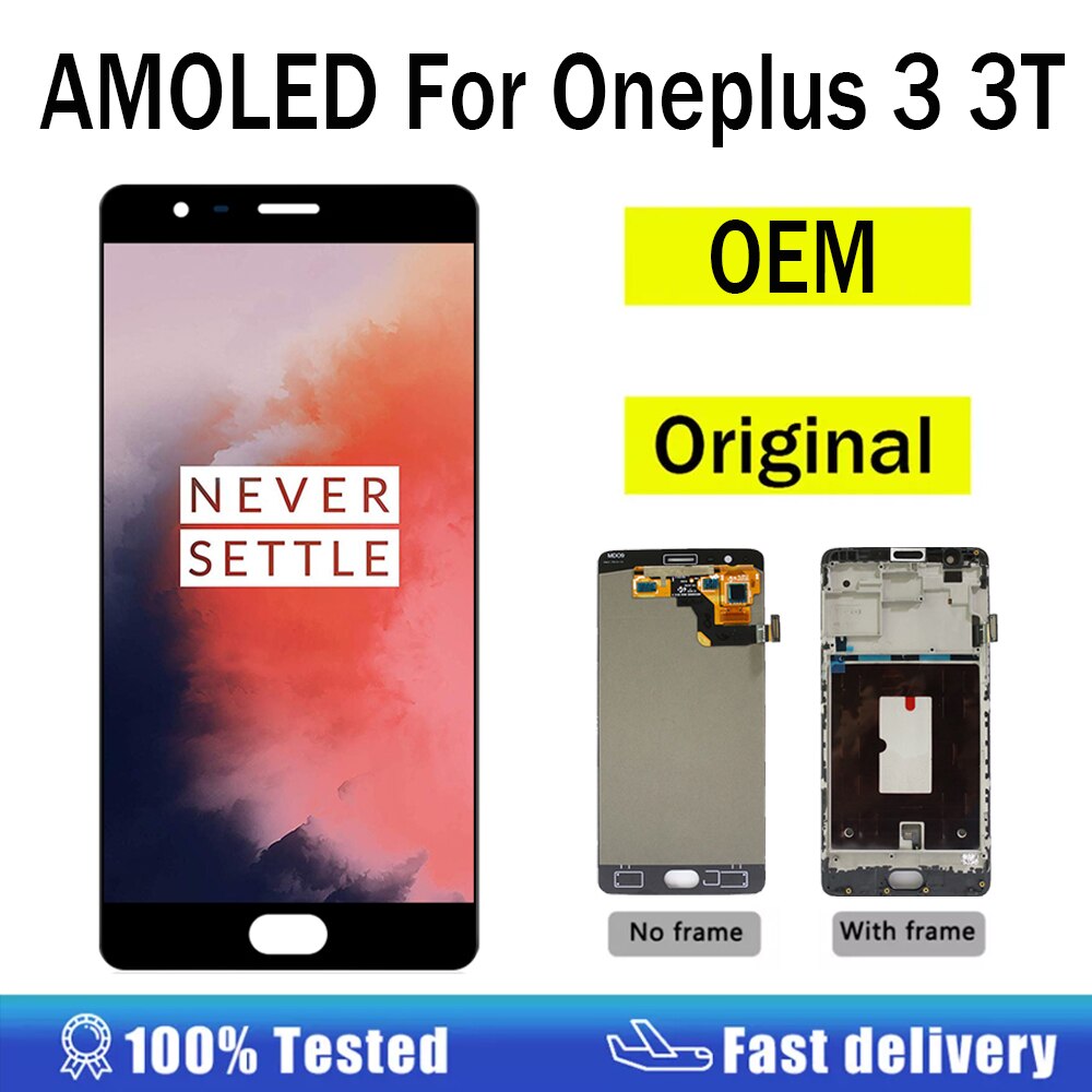 Pantalla LCD Original OEM de 5,5 pulgadas para OnePlus 3 3T, montaje de digitalizador con pantalla táctil AMOLED, repuesto para One Plus 3 3T