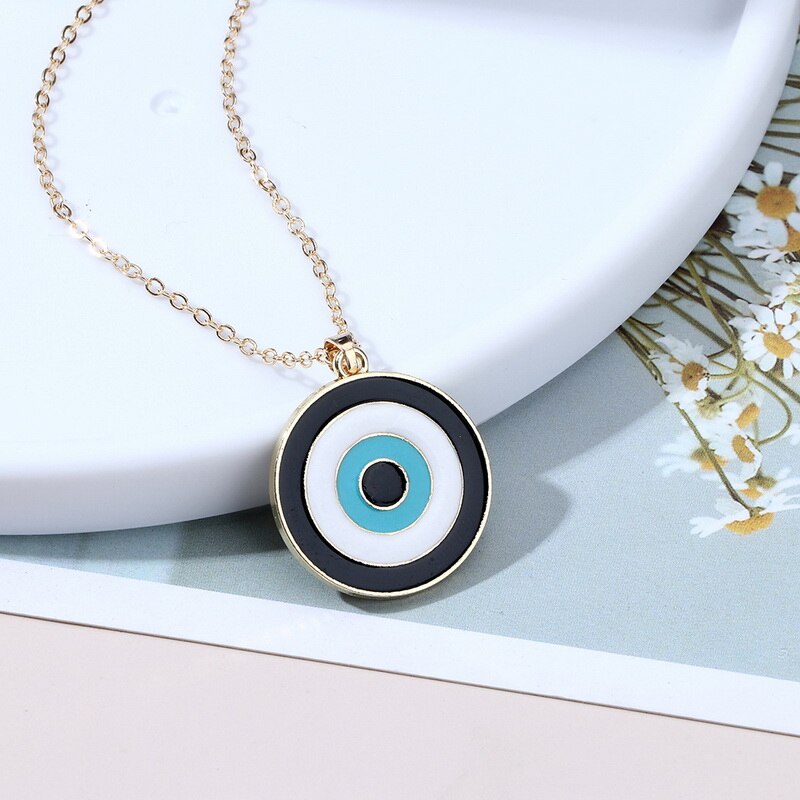 Simple Turkish Evil Eye Pendant Necklace For Women Colorful Enamel Lucky Eyes Choker Necklace Jewelry Trendy Clavicle Chain