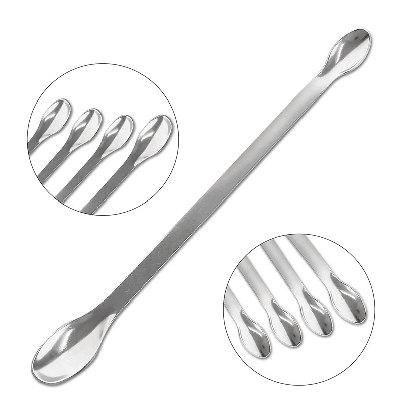 20 Pcs Double Ended Tiny Spoon Lab Spatula Stainless Steel Laboratory Mini Scoop for Reagent Sampling Mixing Measuring
