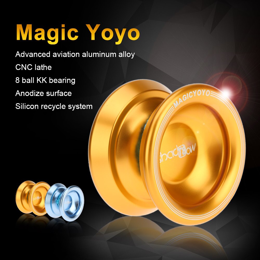 Magic Yoyo 2 Colors T8 Aluminum Alloy Metal Yoyo 8 Ball KK Bearing with String Kids Toys Yoyo Lake Blue &amp; Gold