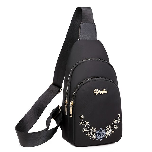 femmes broderie poitrine sac 3 en 1 étanche Sport sacs à bandoulière petits sacs à dos bandoulière pour adolescentes: black