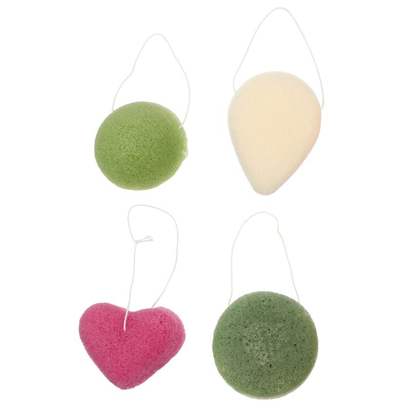 4Pcs Konjac Reiniging Spons Zwemmen Gezicht Puff Exfoliating Sponzen Willekeurige Kleur: Default Title
