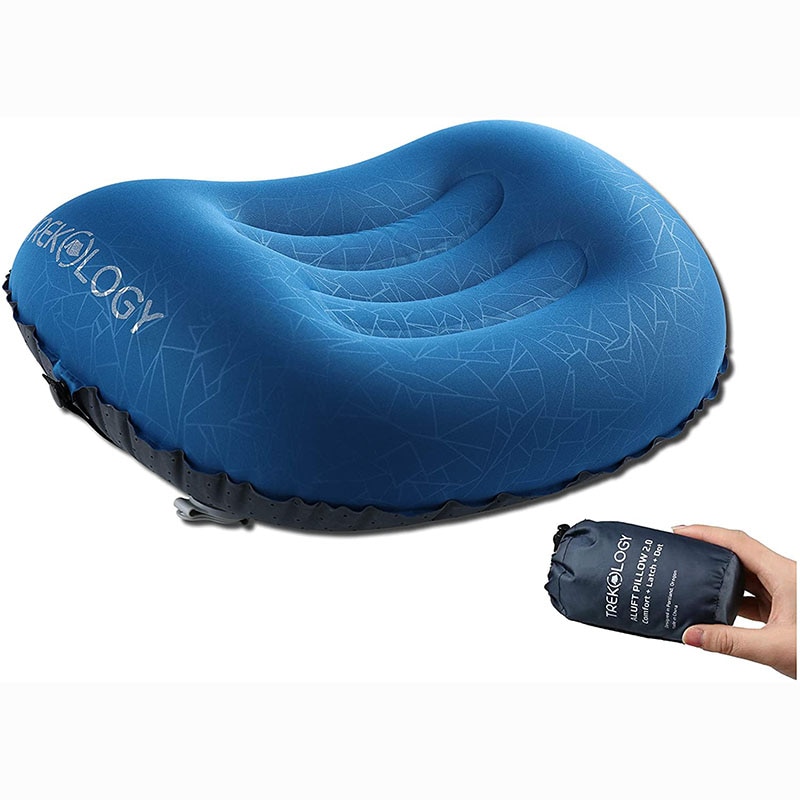 Ultrakevyt puhallettava retkeilytyyny kokoonpuristuva kompakti mukava ergonominen täytettävä tyynyn kaula ja ristiselän tuki