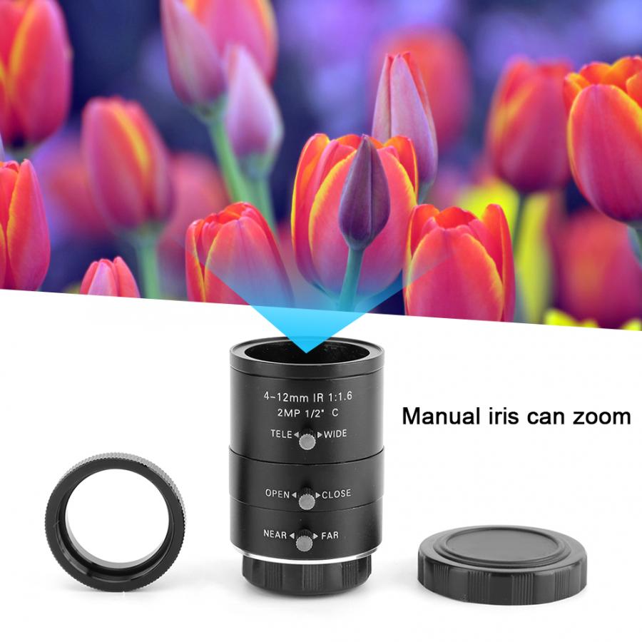 Manual Aperture C-Mount CCTV Security Camera Zoom Lens 1080P 4-12mm High-definition pixels ensure excellent and clear picture