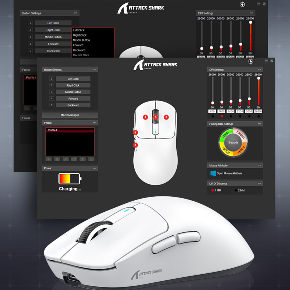 Bezprzewodowa mysz Attack Shark X3pro X3, mysz do gier makro, lekka mysz, PixArt PAW3395 650IPS 26000 dpi, mysz do padu/pc/mac