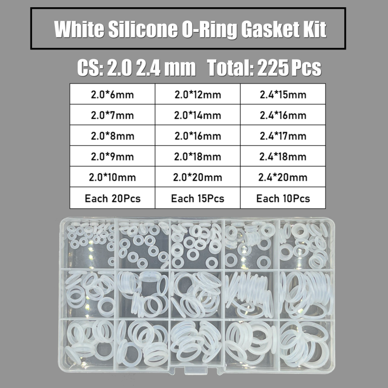 CS 1,5/2,0/2,4/3,1 mm VMQ O-Ring-Dichtungen, O-Ring-Set aus lebensmittelechtem Silikon, wasserdichte Hochtemperatur-Unterlegscheibe, isolierendes weißes O-Ring-Set: Licht Grün