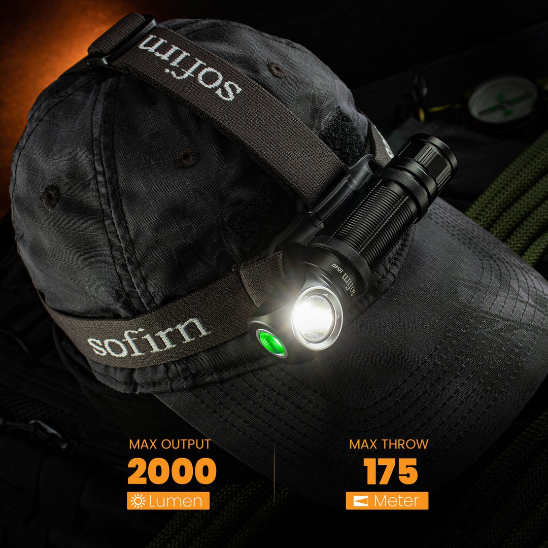 Sofirn Scheinwerfer hs40 usb c wiederauf ladbar super helle sst40 LED Taschenlampe 2000lm Taschenlampe mit 2 Modi Leistungs anzeige