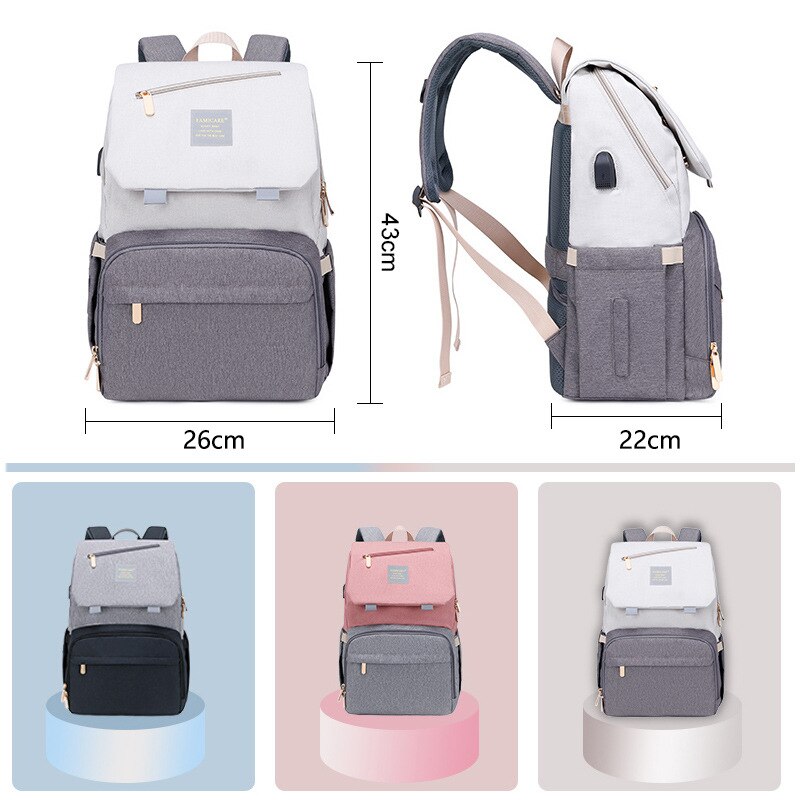 Mochila GRANDE para pañales de viaje, bolso para cambiador de bebé Mon, bolsa de pañales de enfermera para cochecito, mochila de maternidad, organizador de cochecito