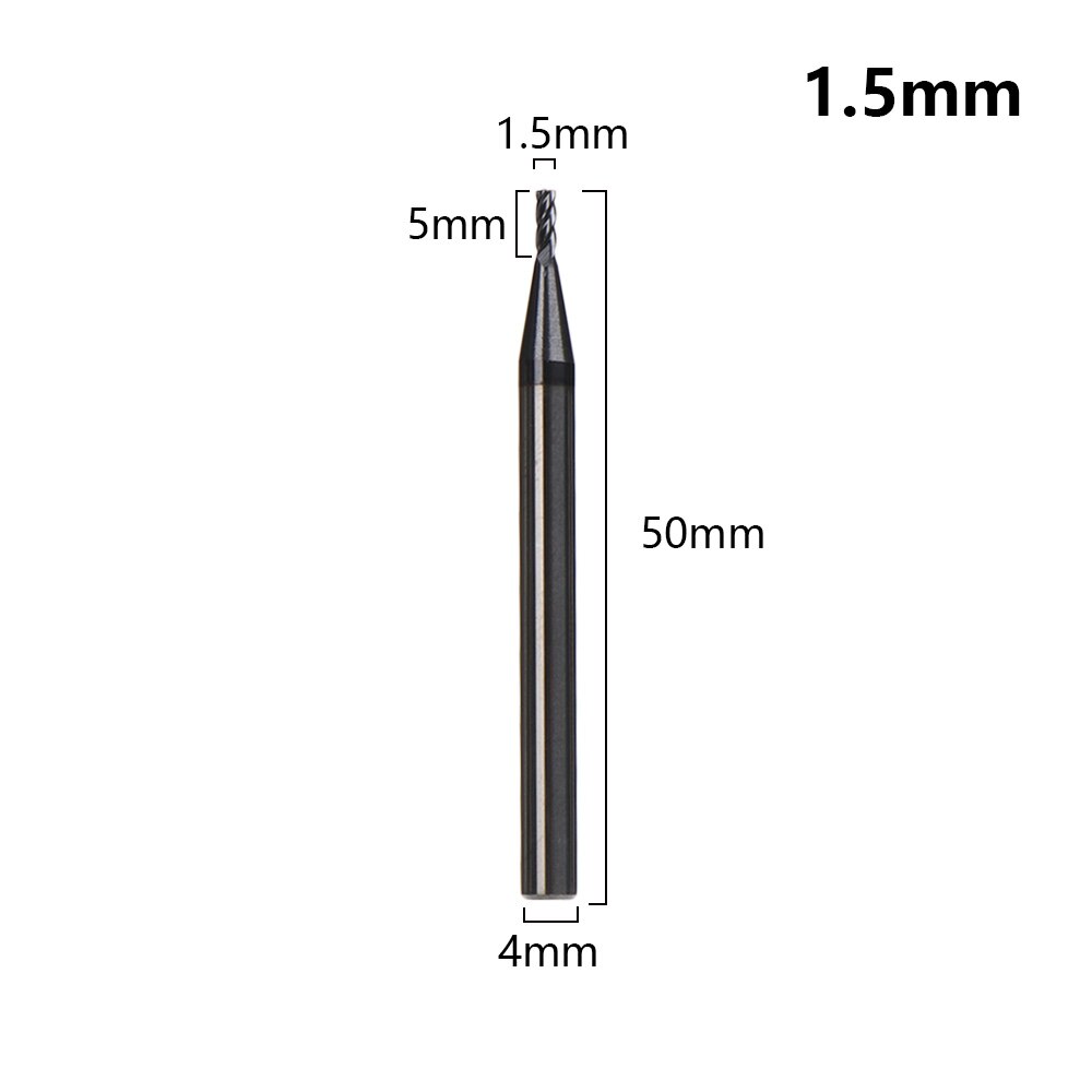 1PC Duurzame 4 Fluit Mill Endmill Cutting Lichtmetalen Carbide Wolfraam Stalen Frees End Mill Metal Cutter Machine gereedschap: 1.5mm