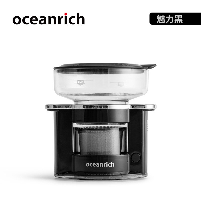 OCEANRICH S2 Automatic Single Serve Pour-over Portable Coffee Maker Coffee Dripper Reuseable Stainless Steel Coffee Pot Machine: black