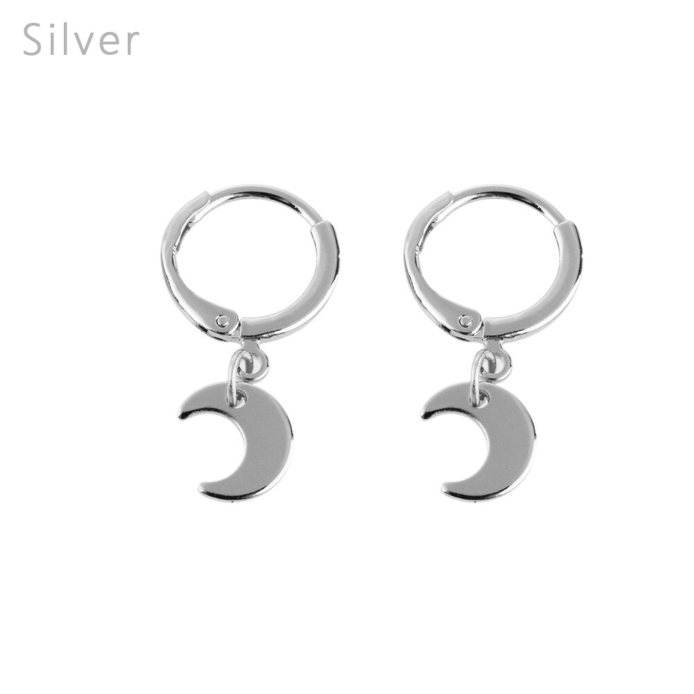 1 Paar Kleine Star Moon Bedels Oorringen Voor Vrouwen Meisjes Oor Piercing Oorbellen Mode Eenvoudige Sieraden Oor Decor: S2