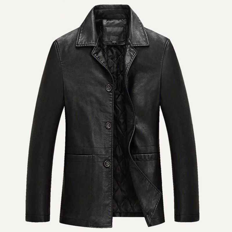 Zakelijke Lederen Jas Mannen Dikke Warme Liner Windbreaker Mens Pu Leren Jas Cadeau Vader Jaqueta Masculinas Plus Size M-4XL