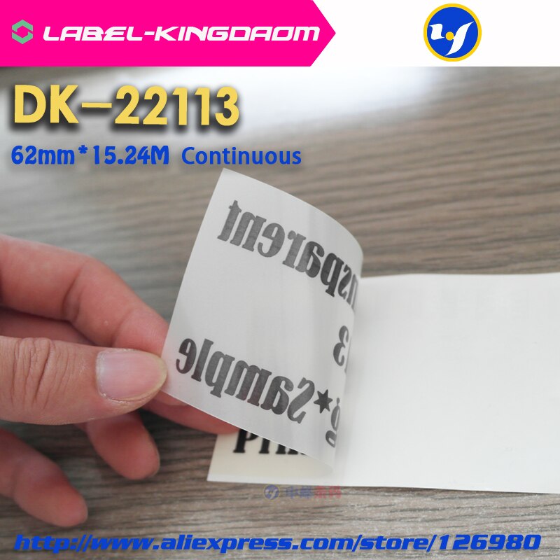 4 Rolls Compatibel DK-22113 Label 62mm * 15.24M Continu Compatibel voor Brother Label Printer Half Transparant Materiaal