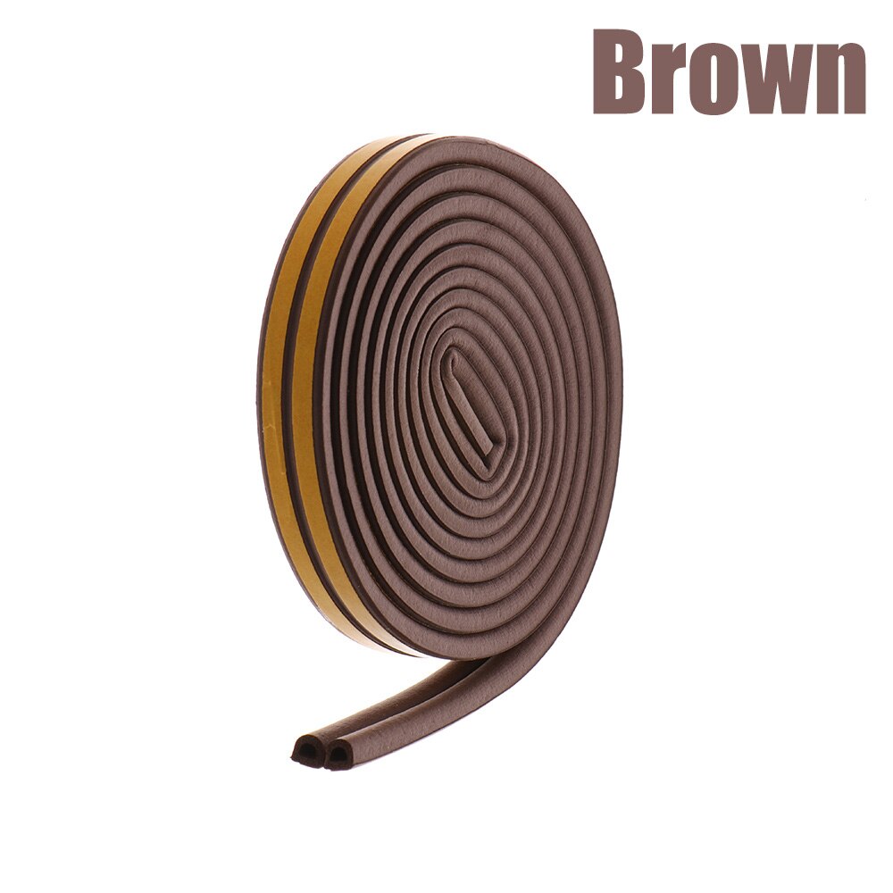5/10M Anti Collision Foam Draught Excluder Soundproof Self Adhesive Window Door Seal Strip Home Hardware: Brown / 10M