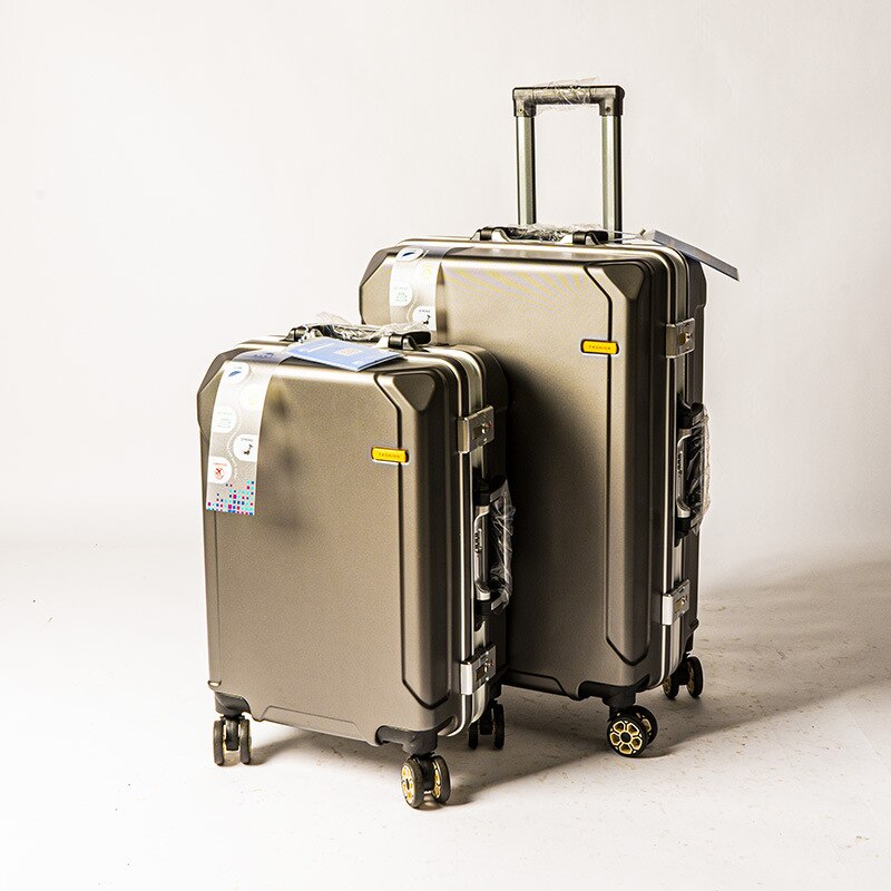 Den unisex aluminiumsramme vognkasse kabinetaske kuffert kuffert på forretningsrejse stewardess kuffert