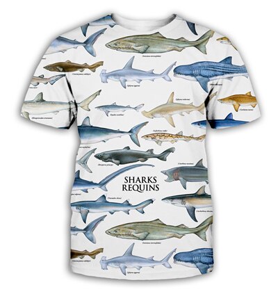 PLstar Cosmos Men t shirt shark animal Retro Style pattern 3D All Print Unisex t-shirt summer streetwear Casual T shirts: Asian size M