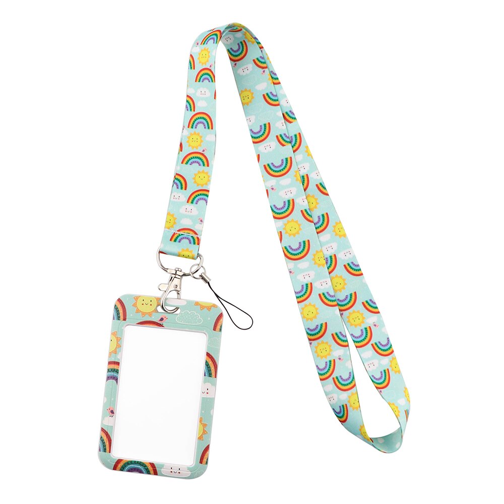 JF1397 Rainbow Lanyards ID Card Badge Holder Keychain Colorful Printing Neck Straps Keychain Cellphone Rope Teacher