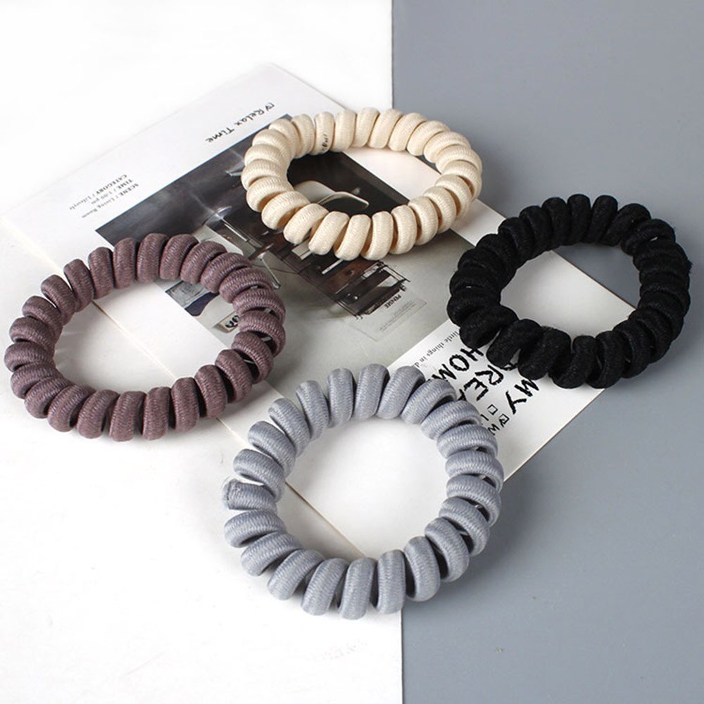 Hoge Elasticiteit Telefoon Spoel Haarbanden Vrouwen Spiraal Haar Banden Meisjes Haar Ringen Touw Effen Kleur Haar Accessoires