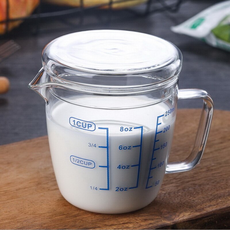 Heat-resistant glass measuring cup milk cup with scale microwave oven measuring cup scale cup with lid