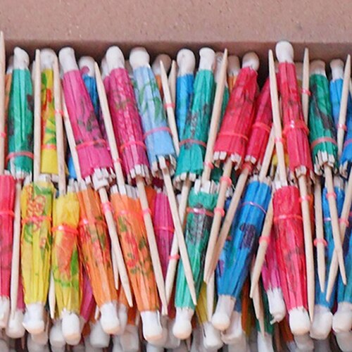 50Pcs Gemengde Kleur Mini Paraplu Parasol Snack Cocktail Party Pick Decoratie