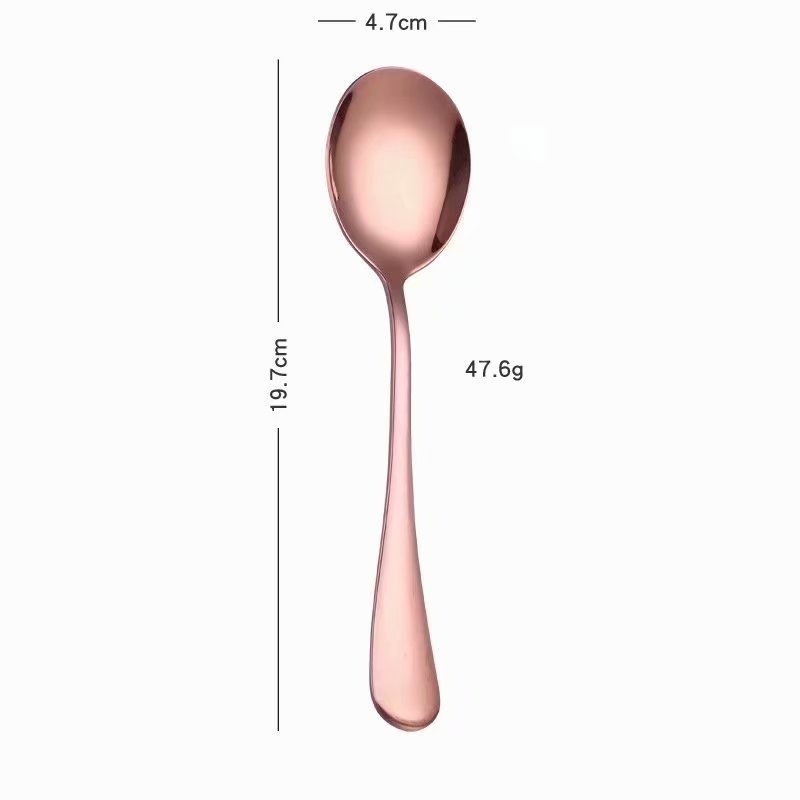 Spklifey Edelstahl Bunte Löffel Salat Löffel Griff Löffel Besteck Kaffee Trinken Werkzeug Küche: rosegold Löffel