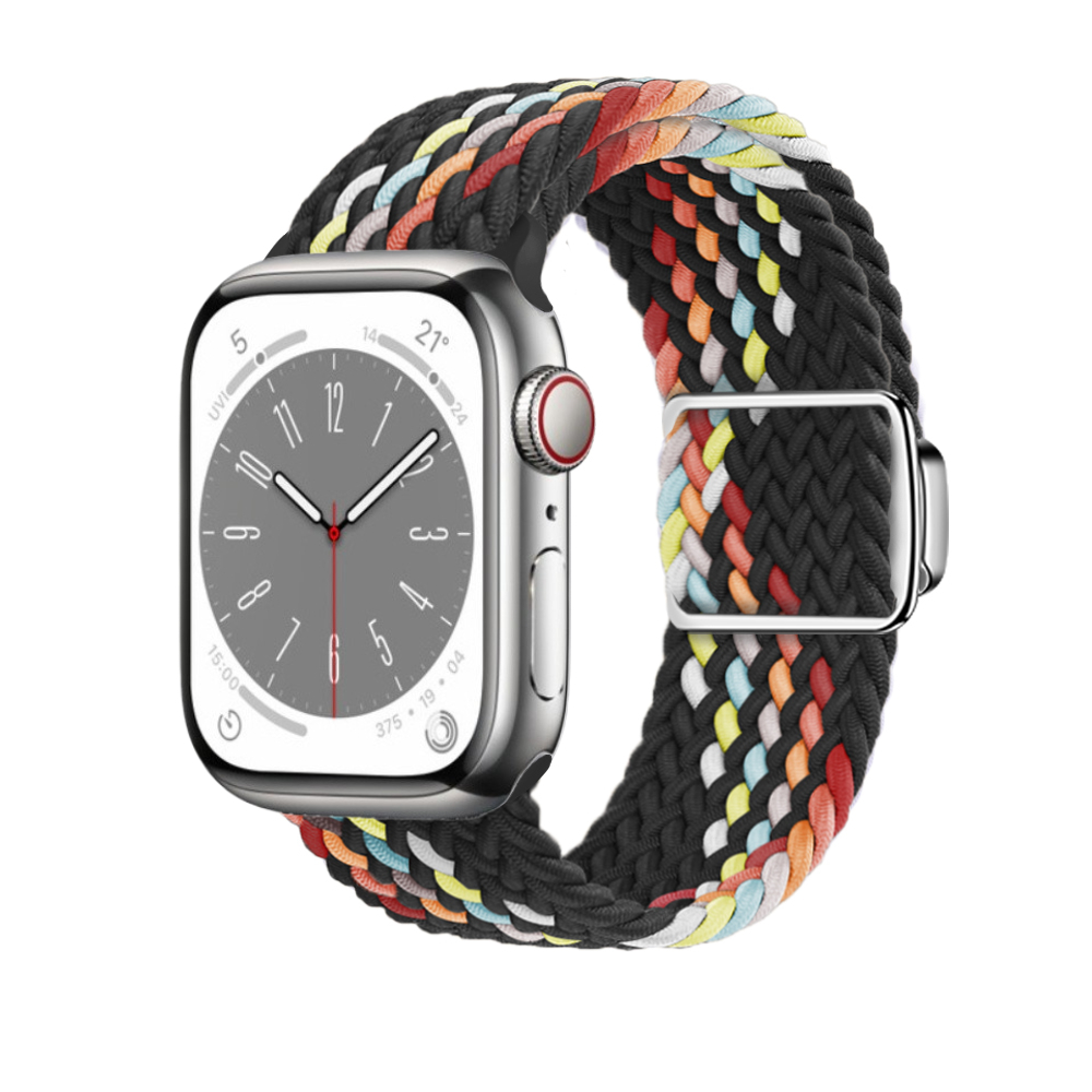 Nylon-Schlaufenarmband für Apfel Uhr Band 45 mm 44 mm 46 mm 42 mm 49 mm 41 40 38 mm Magnetarmband iWatch Serie Ultra 10 9 8 7 6 5 SE: rot Schwarz / 14mm