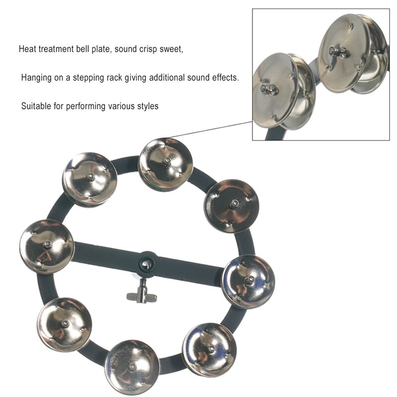Hi-hat tambourine portátil com linha de aço tambor instrumento hi-hat pandourine acessórios