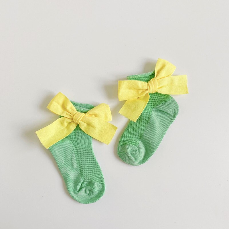 7 couleurs bébé filles garçons princesse chaussettes fleurs imprimer nœud papillon anti-dérapant coton mignon chaussettes 0-2 ans: 2