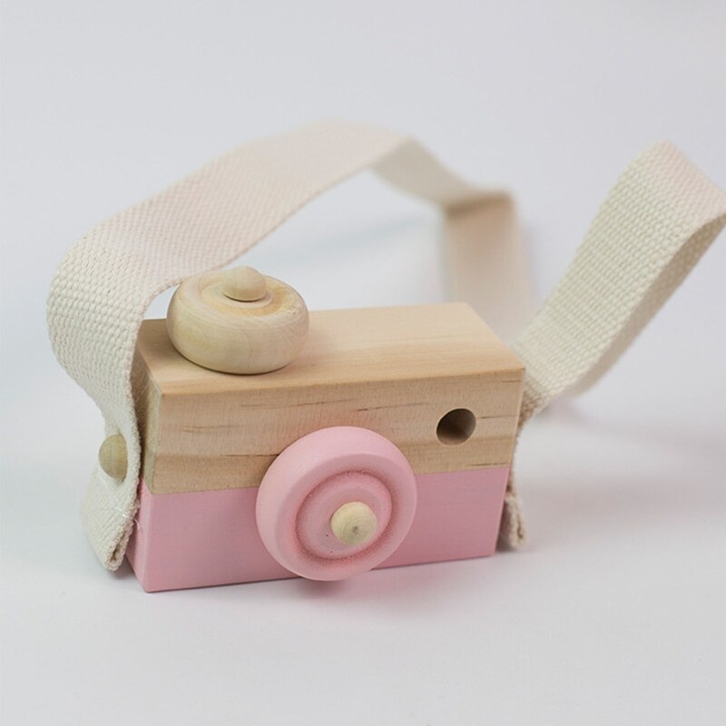 Pine Wooden Camera Mini Play Wooden Camera Toy Handmade Cute Wooden Camera Boys Girls Neck Hanging Camera Portable