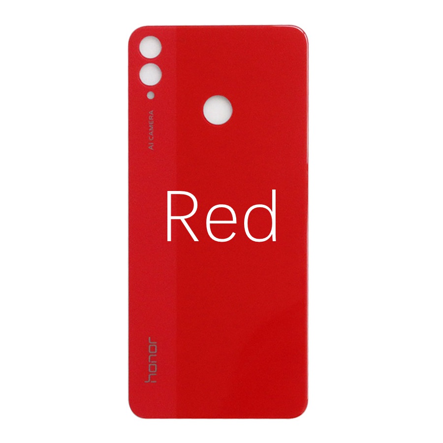 for Honor 8X Battery Cover Back Glass Rear Door Housing Case For Huawei Honor 8X Battery Cover JSN-L21 L22 L23 L42 LX1 AL00: Red No Lens