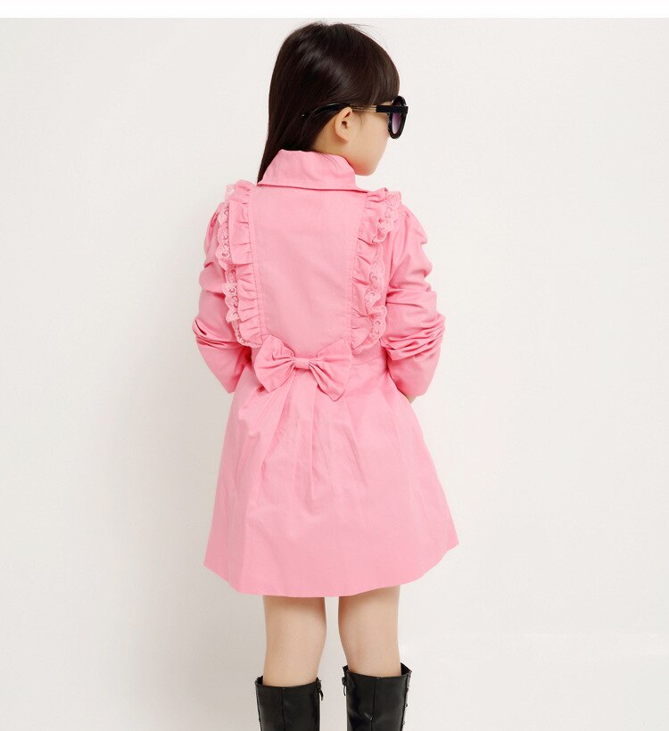 Vêtements d'automne pour enfants filles | trench coupe-vent, style long en coton solide pour filles,