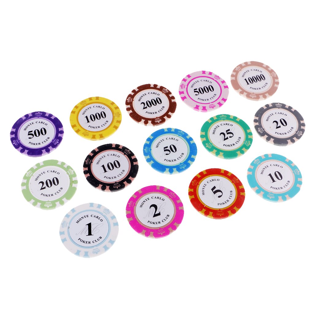 14 Pcs Poker Chips Gaming Board Game Casino Levert Texas Hold'em Spel Adult Party Games Met Denominaties