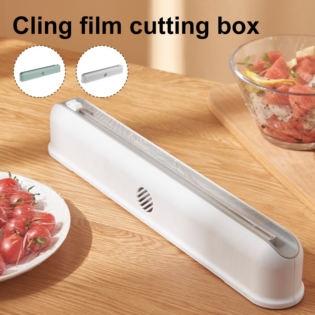 Plastic Wrap Dispenser with Slide Cutter Adjustable Cling Wrap Dispenser with Buckle Kitchen Accessories for Food Preservation