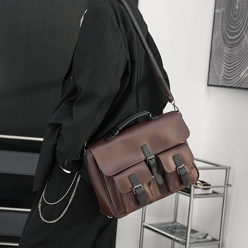 Weysfor Mannen Lederen Antiek Bedrijfsaktentas Laptop Document Case Mode Attache Messenger Bag Tote Portfolio